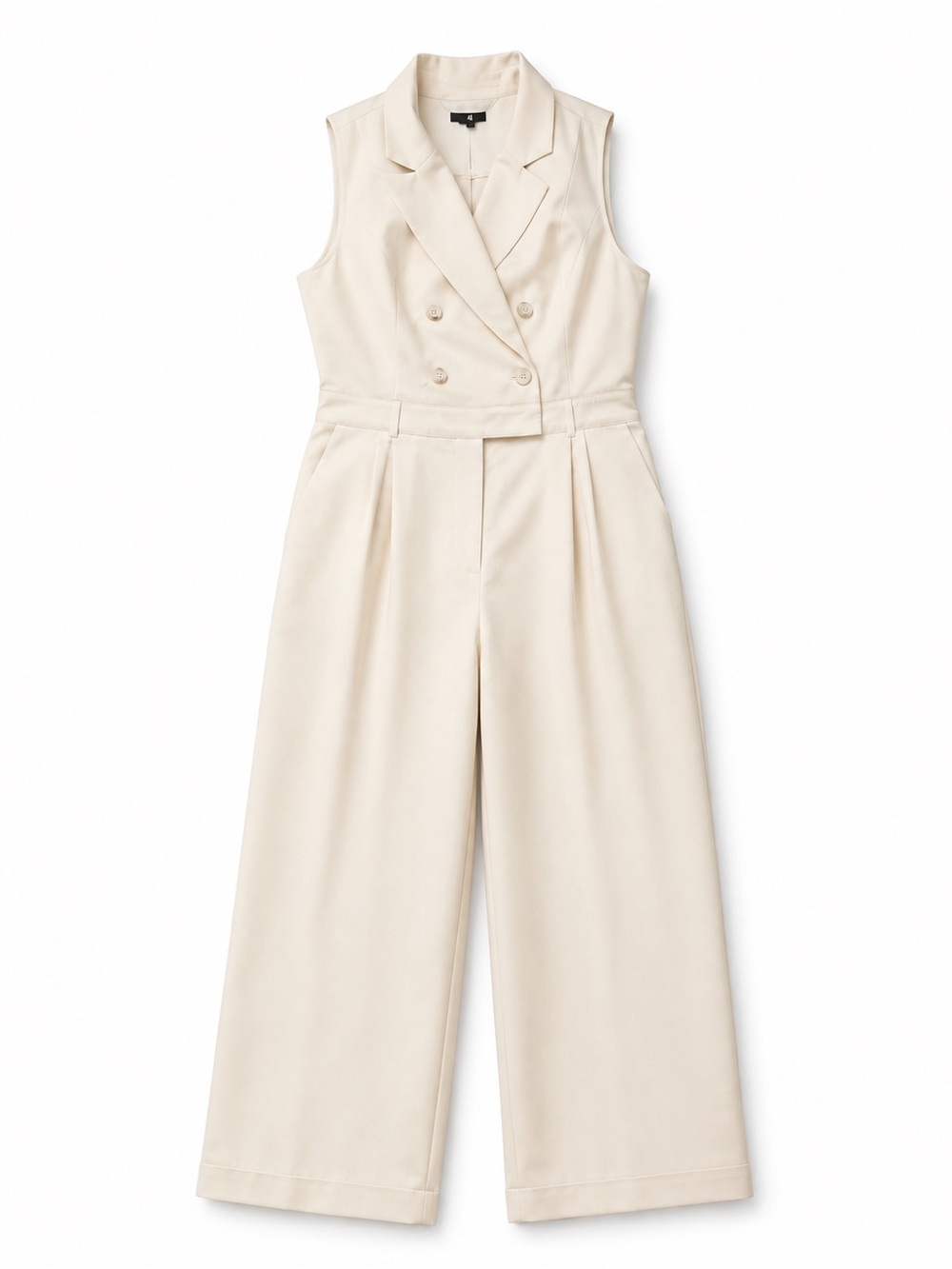 PAIGE Arcana Sleeveless Double-Breasted Cream Jumpsuit